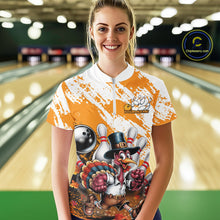 Load image into Gallery viewer, Custom Yellow Turkey Bowling Women Quarter-Zip Shirts, Funny Thanksgiving Bowling Shirts IPHW9717