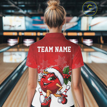 Load image into Gallery viewer, Custom Cute Funny Ladies Christmas Bowling Polo Shirts, Women Team Xmas Bowling Outfit IPHW10137