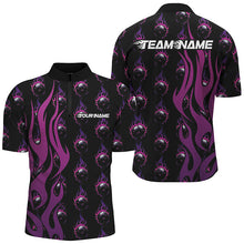 Load image into Gallery viewer, Custom Purple Flame Bowling Shirts For Men, Bowling League Shirts With Team Name IPHW6969