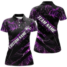 Load image into Gallery viewer, Purple Thunder Lightning Custom Bowling Team Shirts For Women, Bowling Gift Bowler Outfit IPHW6480