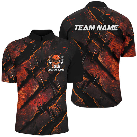Orange Claw Customize Team Bowling Shirts, Skull Bowling Jerseys For Men And Women IPHW6484