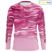 Load image into Gallery viewer, Pink Camo Custom Long Sleeve Tournament Performance Fishing Shirts For Charter Fishing Trip IPHW5797