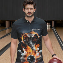 Load image into Gallery viewer, Custom Flame Cobra Snake Bowling Team Polo Shirts For Men, Bowling Tournament Outfit IPHW8668