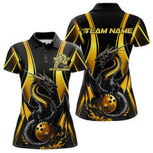 Load image into Gallery viewer, Custom Yellow Dragon Bowling Jerseys, Dragon Bowling Women Polo Shirts Bowling League Shirt IPHW8927