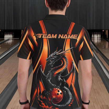 Custom Orange Dragon Bowling Jerseys, Dragon Bowling Men Polo Shirts Bowling League Shirt IPHW8929