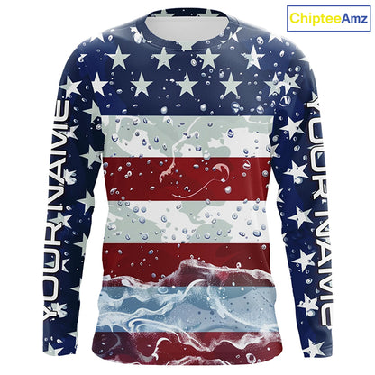American Flag Custom Long Sleeve Uv Protection Fishing Shirts, Patriotic Fishing Jersey IPHW6850