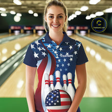 Load image into Gallery viewer, American Flag Custom Patriotic Bowling Shirts For Women, Team Bowling League Shirts Uniform IPHW7555