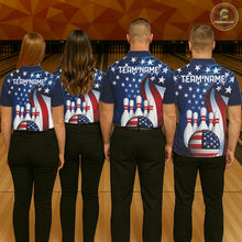 Load image into Gallery viewer, American Flag Custom Patriotic Bowling Shirts For Women, Team Bowling League Shirts Uniform IPHW7555
