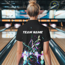 Load image into Gallery viewer, Neon Style Custom Ladies Bowling Shirts, Glowing Electric Bowling Team Shirt Bowler Outfits IPHW8001