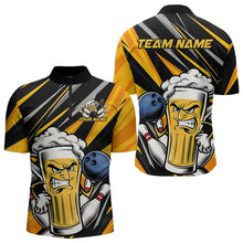 Load image into Gallery viewer, Custom Black And Yellow Funny Beer Bowling Men Quarter-Zip Shirts, Angry Beer Glass Bowling Jersey IPHW8933