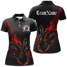 Load image into Gallery viewer, Custom Bowling Uniforms Black And Red Bowling Flame Shirts For Women Bowling Team Jerseys IPHW7204