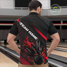 Load image into Gallery viewer, Custom Black And Red Flame Bowling Shirts For Men, Bowling Team Bowling League Shirts IPHW7210