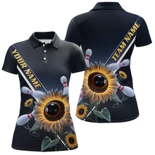 Load image into Gallery viewer, Custom Sunflower Bowling Polo Shirts For Women, Sunflower Bowling Team Shirt With Name IPHW8438