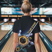 Load image into Gallery viewer, Custom Sunflower Bowling Quarter-Zip Shirts For Women, Sunflower Bowling Team Shirt With Name IPHW8438