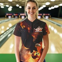 Load image into Gallery viewer, Custom Flame Eagle Bowling Quarter-Zip Shirts For Women, Ealge Bowling Team Shirt With Name IPHW8447