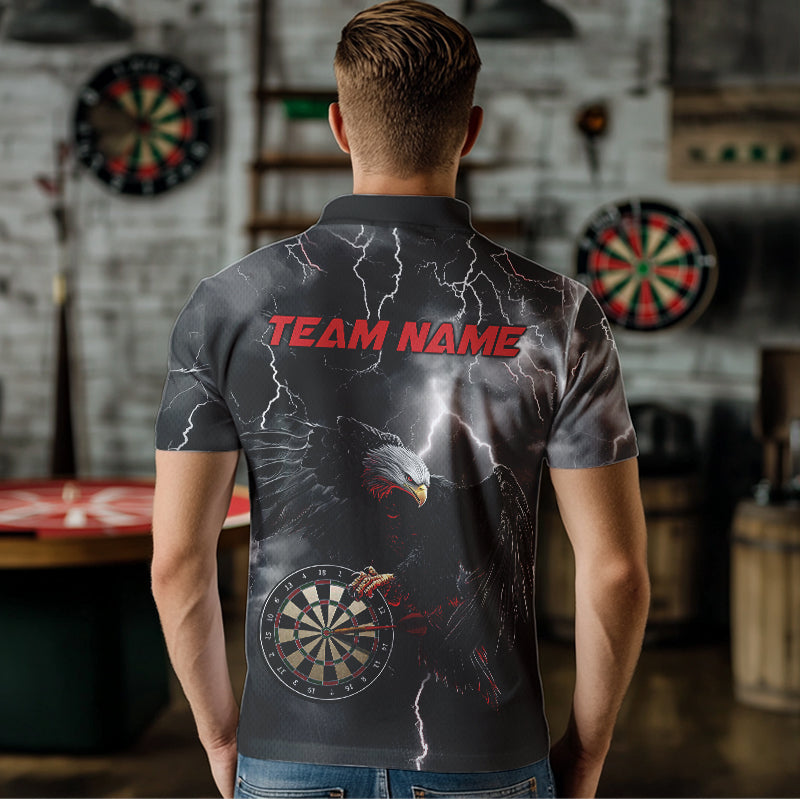 Custom Thunder Lightning Red Eagle Dart Polo Shirts For Men, Dart Team Jerseys With Name IPHW8483