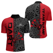 Load image into Gallery viewer, Custom Black And Red Dart Jerseys, Dartboad Pattern Grunge Dart Team Quarter-Zip Shirts For Men IPHW8511