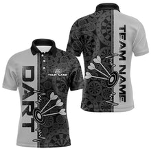 Load image into Gallery viewer, Custom Black And Gray Dart Jerseys, Dartboad Pattern Grunge Dart Team Polo Shirts For Men IPHW8513