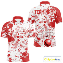 Load image into Gallery viewer, Custom Red Splatter Bowling Team League Shirts For Men, Bowling Jerseys Bowler Outfit IPHW10593