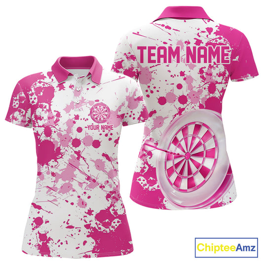 Custom Pink Splatter Dartboard Darts Team Shirt For Women, Dart League Jerseys For Players IPHW10596