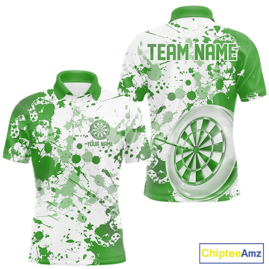Custom Green Splatter Dartboard Darts Team Shirt For Men, Dart League Jerseys For Players IPHW10598