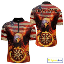 Load image into Gallery viewer, Custom Patriotic Eagle We The People Flame Darts Shirt For Men, Vintage US Flag Dart Shirt IPHW10600