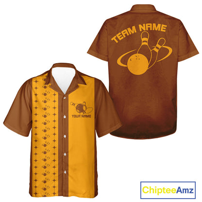 Custom Vintage Bowling Hawaiian Shirt For Men And Women, Bowling Team Button Up Shirt IPHW10064