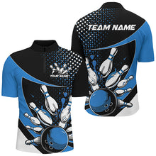 Load image into Gallery viewer, Black And Blue Custom Bowling Uniforms Bowling Shirts For Men, Bowling Team League Shirts IPHW7283