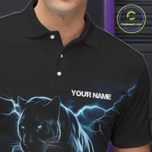 Load image into Gallery viewer, Blue Thunder Lightning Custom Panther Bowling Polo Shirts For Men, Panther Bowling Jerseys IPHW8271