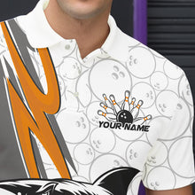 Load image into Gallery viewer, Custom Orange Shark Bowling Polo Shirts For Men, Shark Bowling Team Tournament Outfits IPHW8730