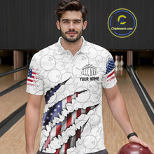 Load image into Gallery viewer, Personalized American Flag Bowling Team Shirts For Men And Women Patriotic Bowling Gifts IPHW5523