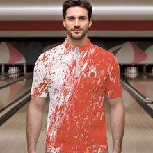 Load image into Gallery viewer, Personalized White And Orange Bowling Team Quarter-Zip Shirts For Men, Bowling Tournament Outfits IPHW8745