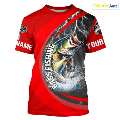 Personalized Bass Fishing Jerseys, Largemouth Bass Tournament Fishing Shirts | Red IPHW5703
