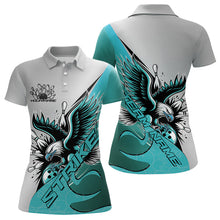 Load image into Gallery viewer, Custom Blue Eagle Bowling Team Women Polo Shirts, Eagle Bowling League Shirt Bowlers Outfit IPHW8755