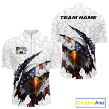 Load image into Gallery viewer, Custom Patriotic Eagle Men Bowling Team Shirt, US Flag Eagle Bowling League Shirt IPHW10190