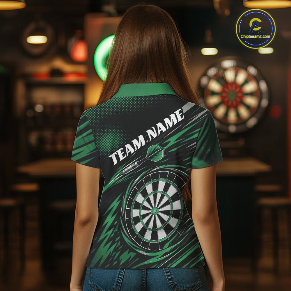 Custom Green Owl Darts Women Polo Shirts, Dart Flights Darts League Shirt IPHW11734