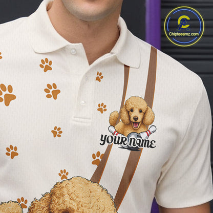Custom Funny Poodle Dog Men Bowling Team Shirt, Dog Lovers Bowling Uniform IPHW10211