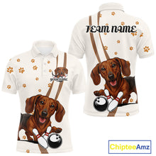 Load image into Gallery viewer, Custom Funny Dachshund Dog Men Bowling Team Shirt, Dog Lovers Bowling Uniform IPHW10213