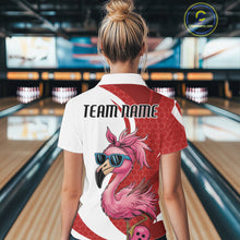 Load image into Gallery viewer, Custom Funny Red Flamingo Bowling Women Quarter-Zip Shirt, Bowling League Outfit IPHW10681