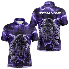 Load image into Gallery viewer, Purple Thunder Lightning Custom Leopard Bowling Polo Shirts For Men, Bowling League Shirt IPHW8319
