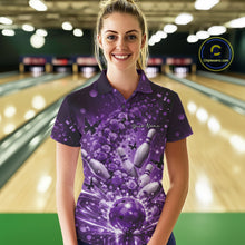 Load image into Gallery viewer, Custom Purple Roses And Butterfly Women Bowling Shirt, Flower Ladies Bowling Jerseys IPHW10895