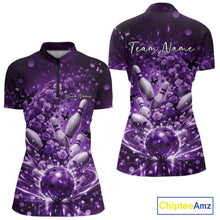 Load image into Gallery viewer, Custom Purple Roses And Butterfly Women Bowling Shirt, Flower Ladies Bowling Jerseys IPHW10895