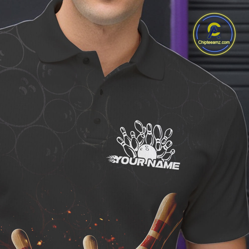 Custom Dreamy Bowling Polo Shirts For Men, Bokeh Bowling Team Shirt IPHW9442