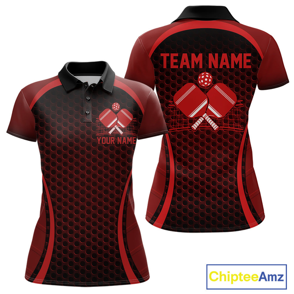 Custom Red Pickleball Shirts For Women, Women's Pickleball Outfit Pickleball Team Shirts IPHW10693