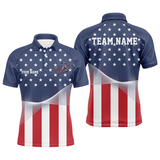 Custom American Flag Patriotic Pickleball Polo Shirts For Men, US Pickleball League Shirt IPHW8126
