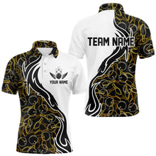 Load image into Gallery viewer, Black And Yellow Bowling Pattern Custom Bowling Team Men Polo Shirts, Bowling League Shirt IPHW8868
