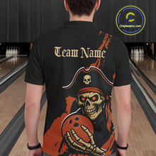 Load image into Gallery viewer, Custom Black And Orange Pirate Bowling Men Polo Shirt, Pirate Bowling Team Jerseys IPHW10709