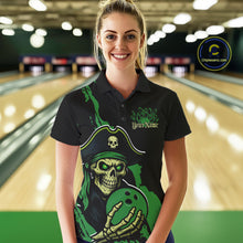 Load image into Gallery viewer, Custom Black And Green Pirate Bowling Women Polo Shirt, Pirate Bowling Team Jerseys IPHW10711