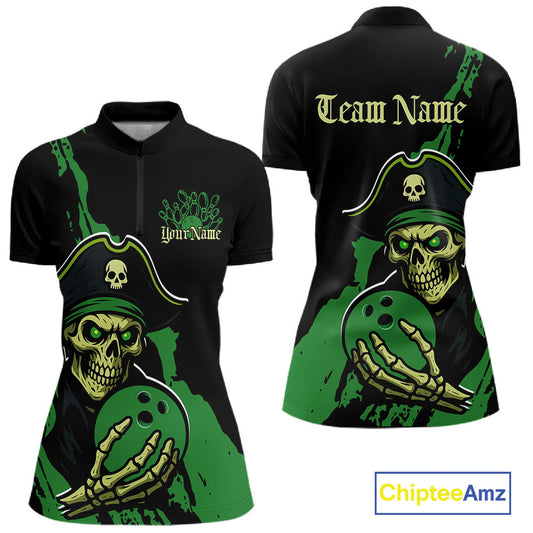 Custom Black And Green Pirate Bowling Women Shirt, Pirate Bowling Team Jerseys IPHW10711