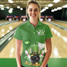 Load image into Gallery viewer, Custom Green St Patrick'S Day Bowling Polo Shirts For Women, Team Bowling Outfits IPHW8373